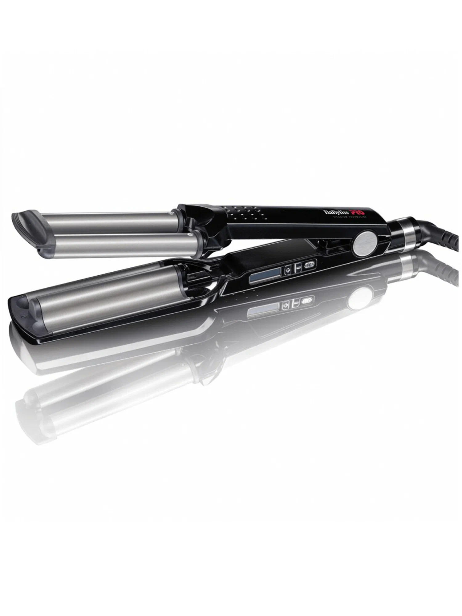 Плойка для волос тройная BaByliss Pro Ionic 3D Waver, с терморегулятором, титан+турмалин