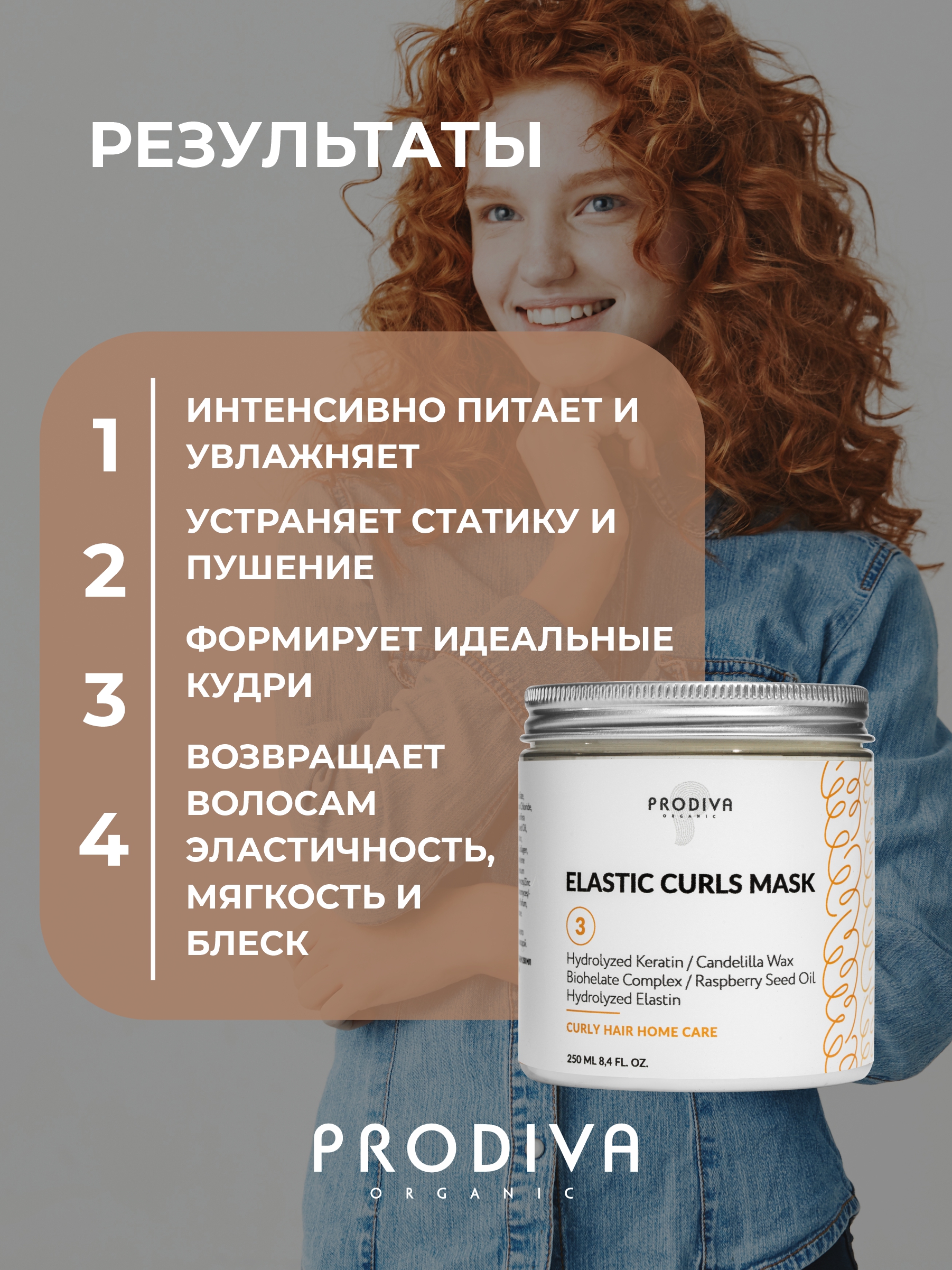 Маска для кудрявых и вьющихся волос PRODIVA Elastic Curls Mask, 250 мл