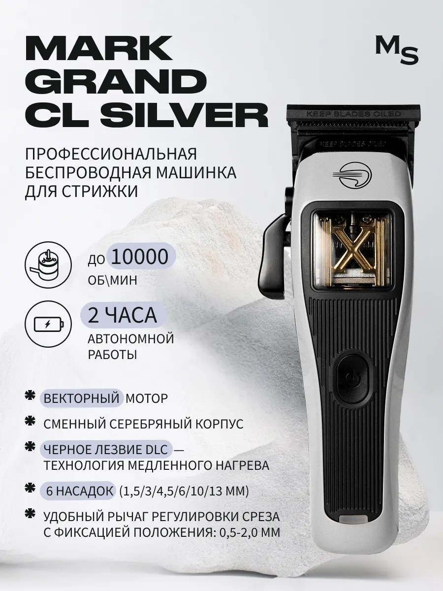 Машинка для стрижки волос со сменным корпусом Mark Shmidt GRAND CL Gray