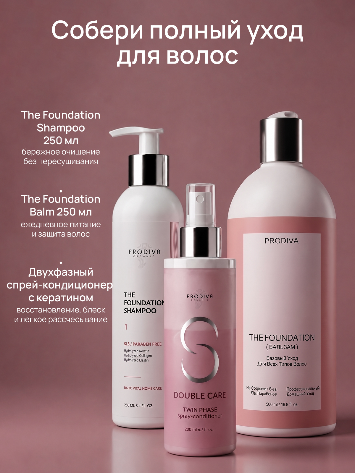 Базовый бальзам для домашнего ухода PRODIVA The Foundation Balm, 500 мл