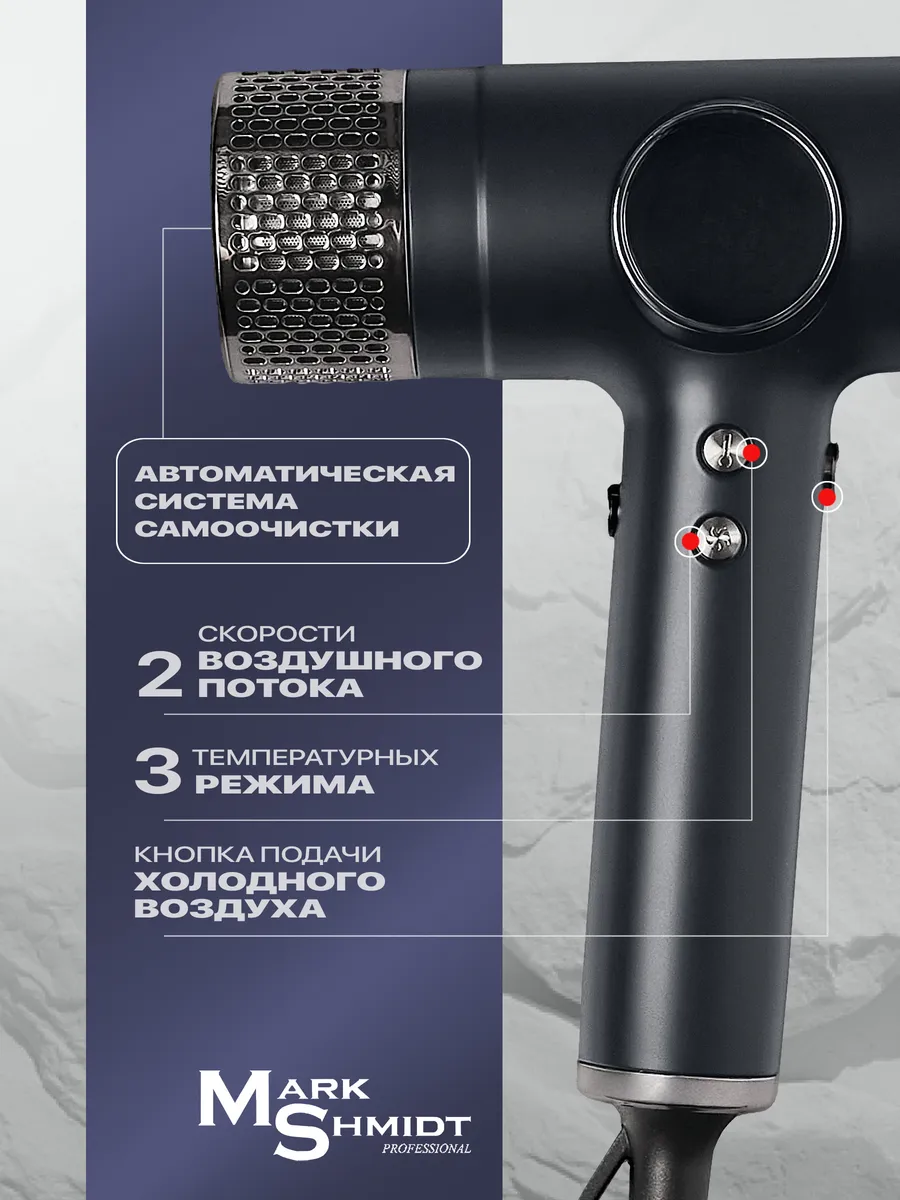 Фен Mark Shmidt Hyper Flow 701 black, черный
