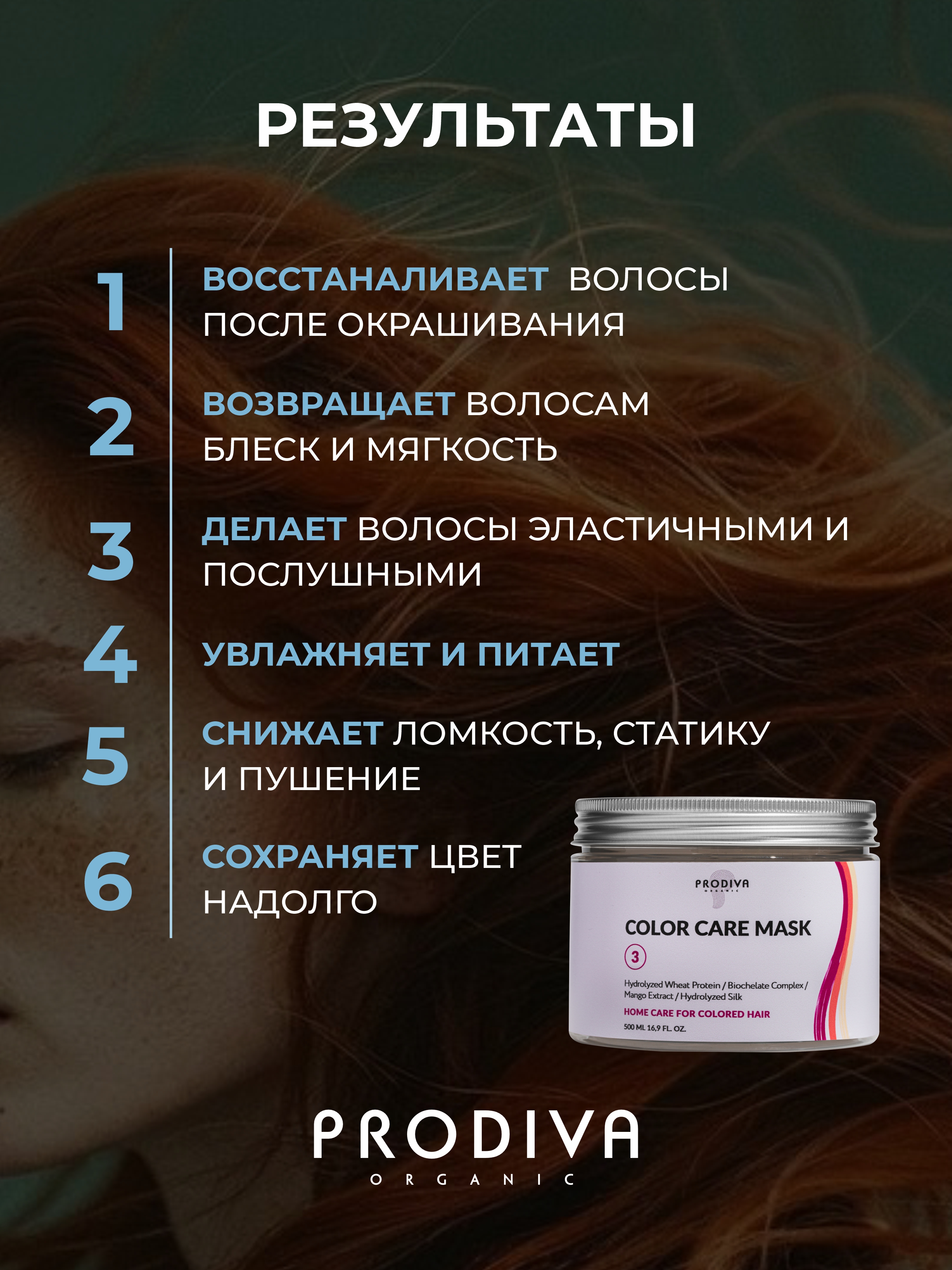 Маска для окрашенных волос PRODIVA COLOR CARE Mask, 500 мл